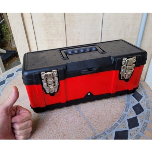 15.5- Inch Small Portable Tool Box Organizer with Built-in Short Non-slip Handle - Picture 1 of 2